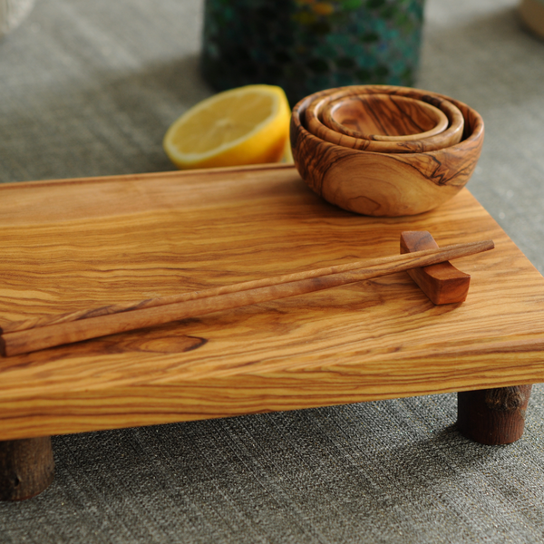BeldiNest Olive Wood Sushi Tray Set