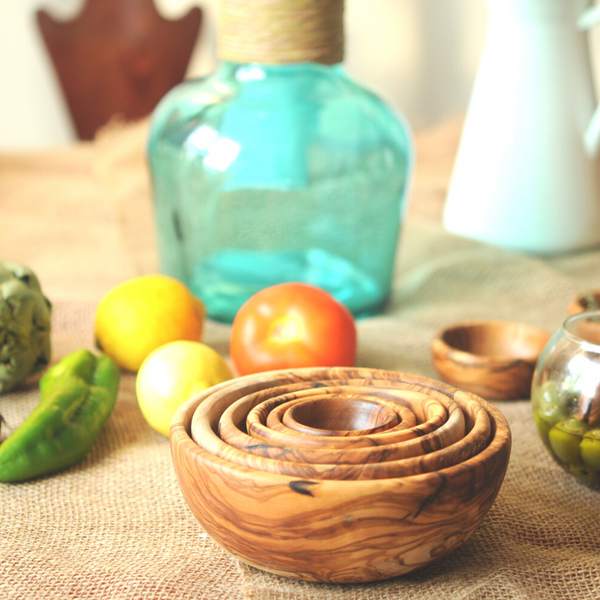 Kitchenware popular Wooden Bowls/6 Piece Nesting Bowls - Solid Olive Wood