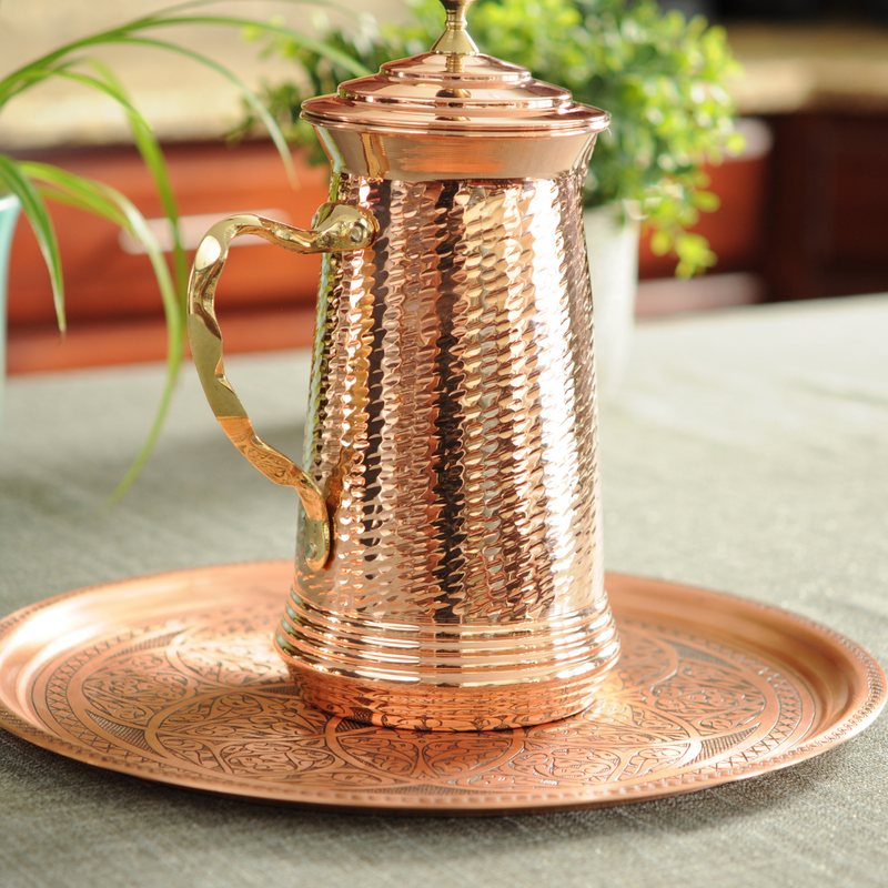 Hand Chiseled Arabesque Copper Pitcher