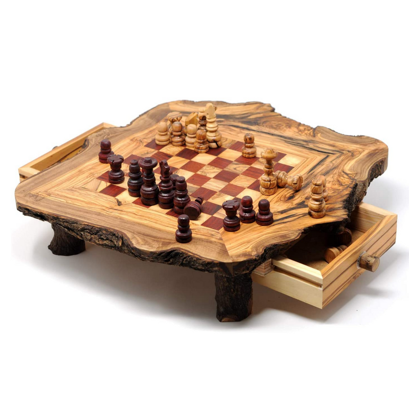 Rustic Olive Wood Chess Set- Small