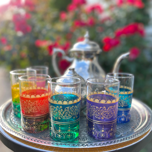 Jewel-Hued Tunisian Tea Ceremony Glass Set - Magic Hour