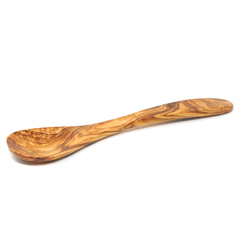 BeldiNest Large Olive Wood Big Mouth Spoon  Wooden Spoons for Brewing, grilling, and Stirring - Solid Natural Hard Wood Long Spatula - 12"