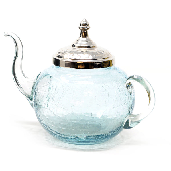 Teapots Hand Blown Crackle Glass Teapot with Hand Hammered Copper Lid