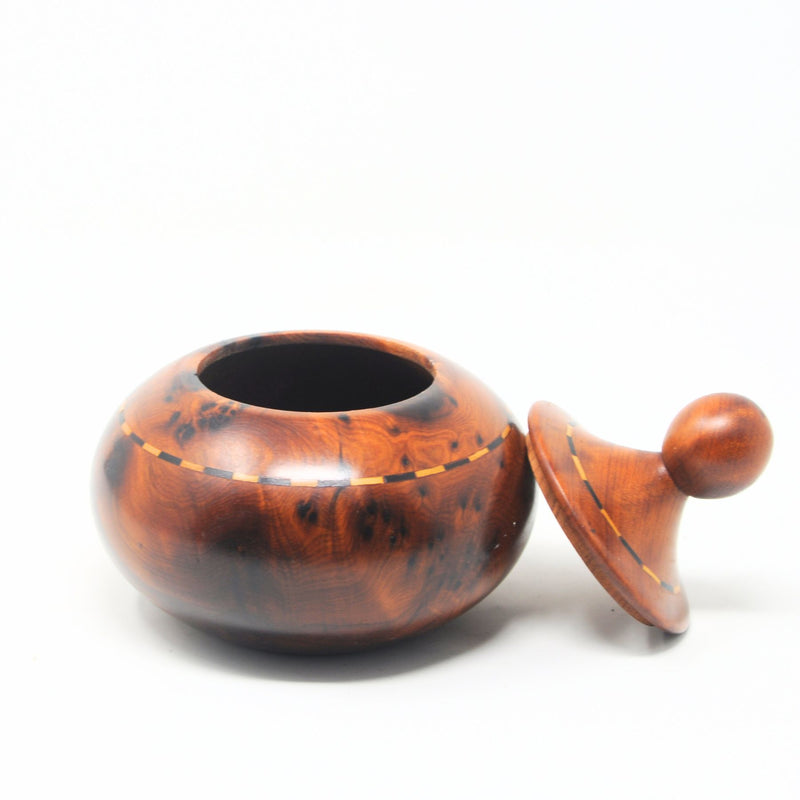 Thuya Burl Wood Acorn Sugar Bowl 4.5"