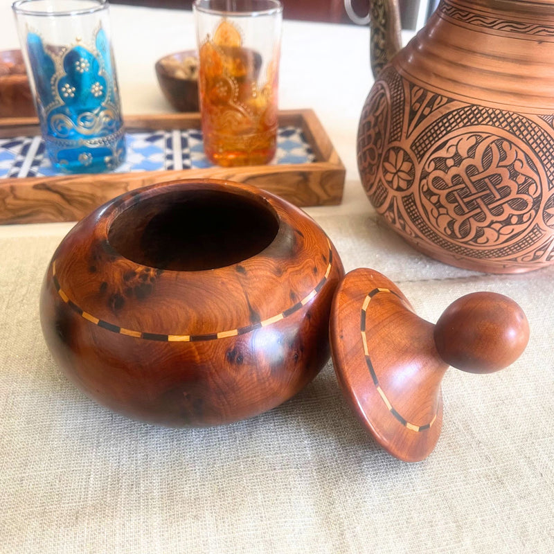 Thuya Burl Wood Acorn Sugar Bowl 4.5"