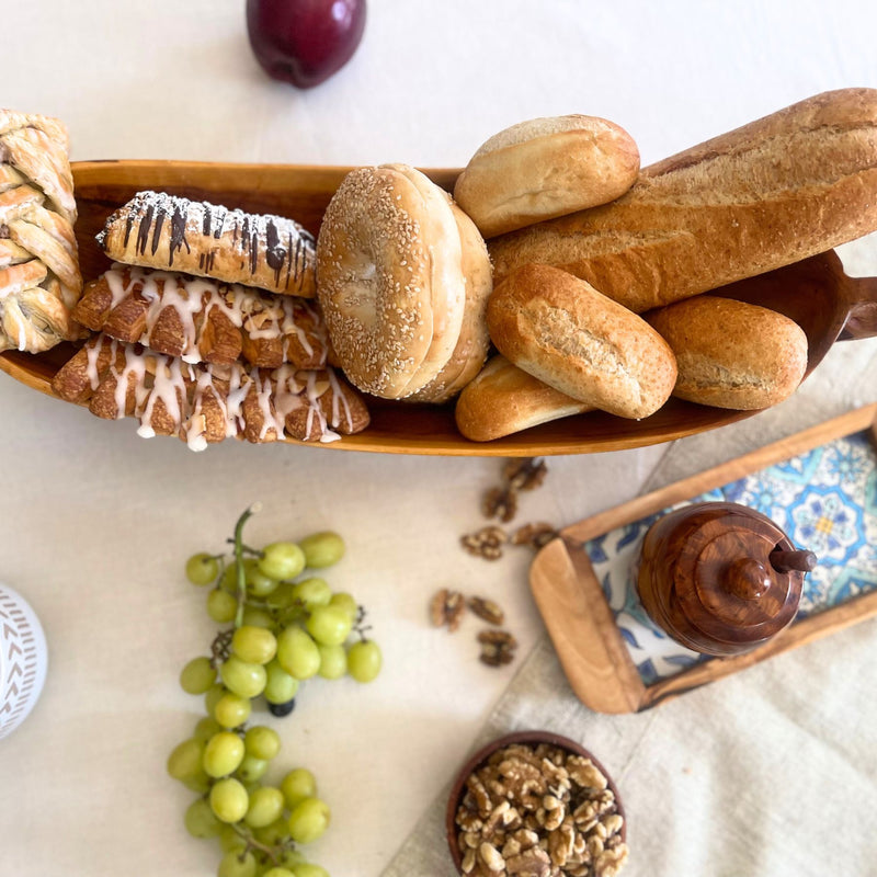 Thuya Burl Wood Bread Basket & Fruite Bowl - 18"