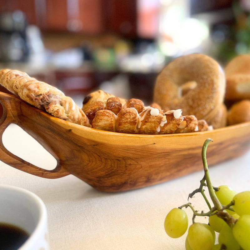 Thuya Burl Wood Bread Basket & Fruite Bowl - 18"