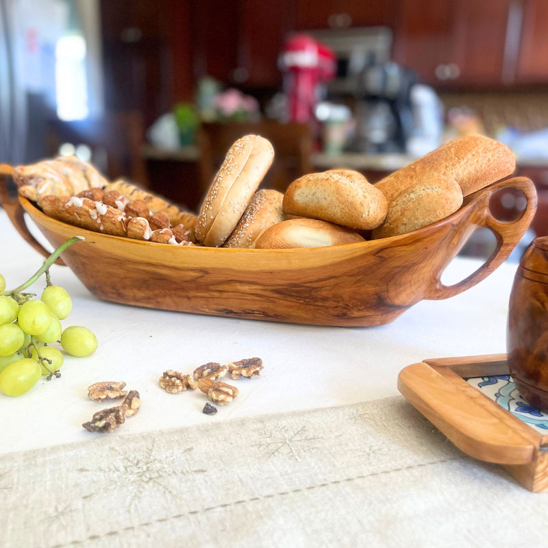 Thuya Burl Wood Bread Basket & Fruite Bowl - 18"