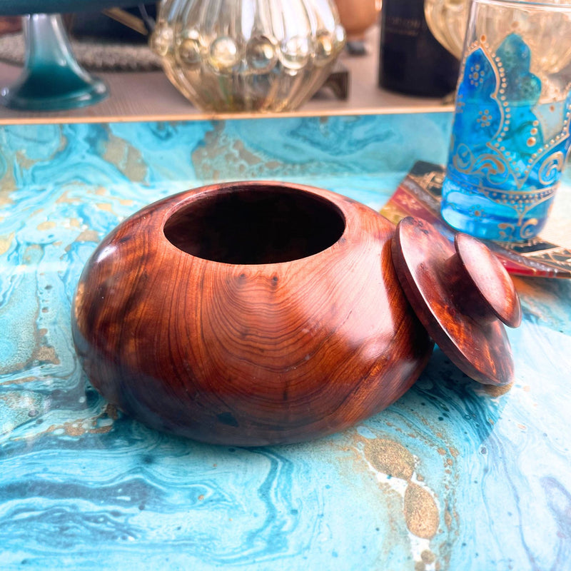 Thuya Burl Wood Sugar Bowl 4.5"