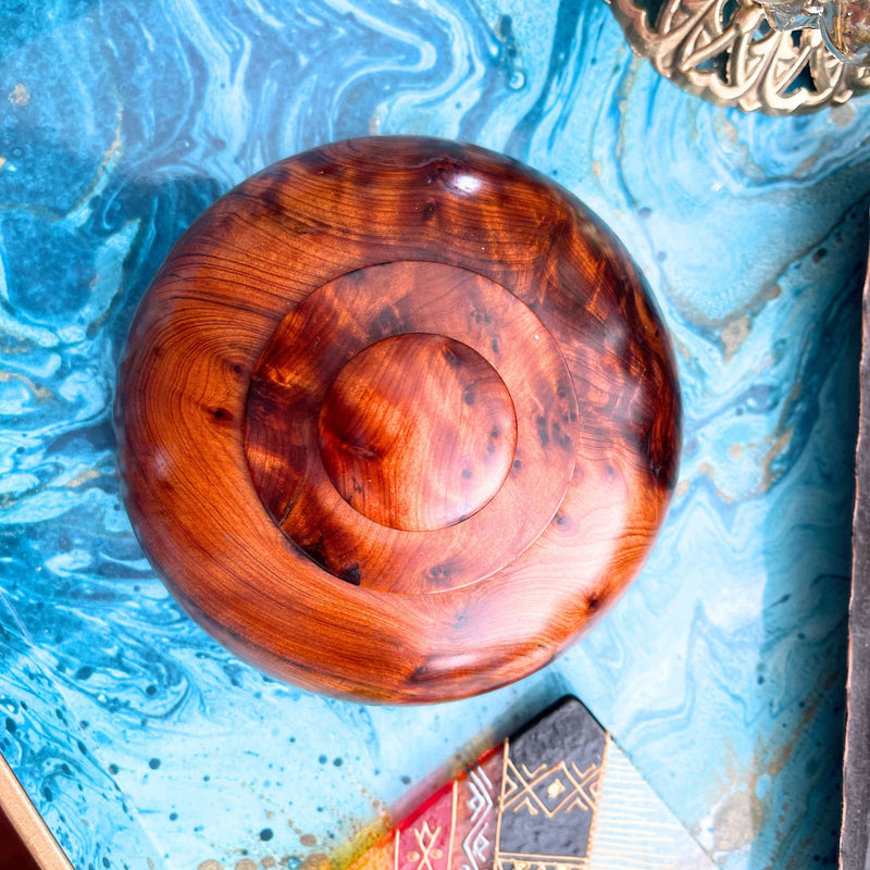 Thuya Burl Wood Sugar Bowl 4.5"