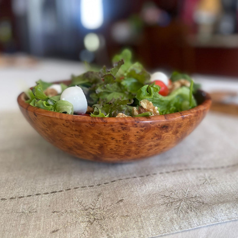 BeldiNest Moroccan Thuya Burl Wood Salad Bowl 6.75- 9.5"