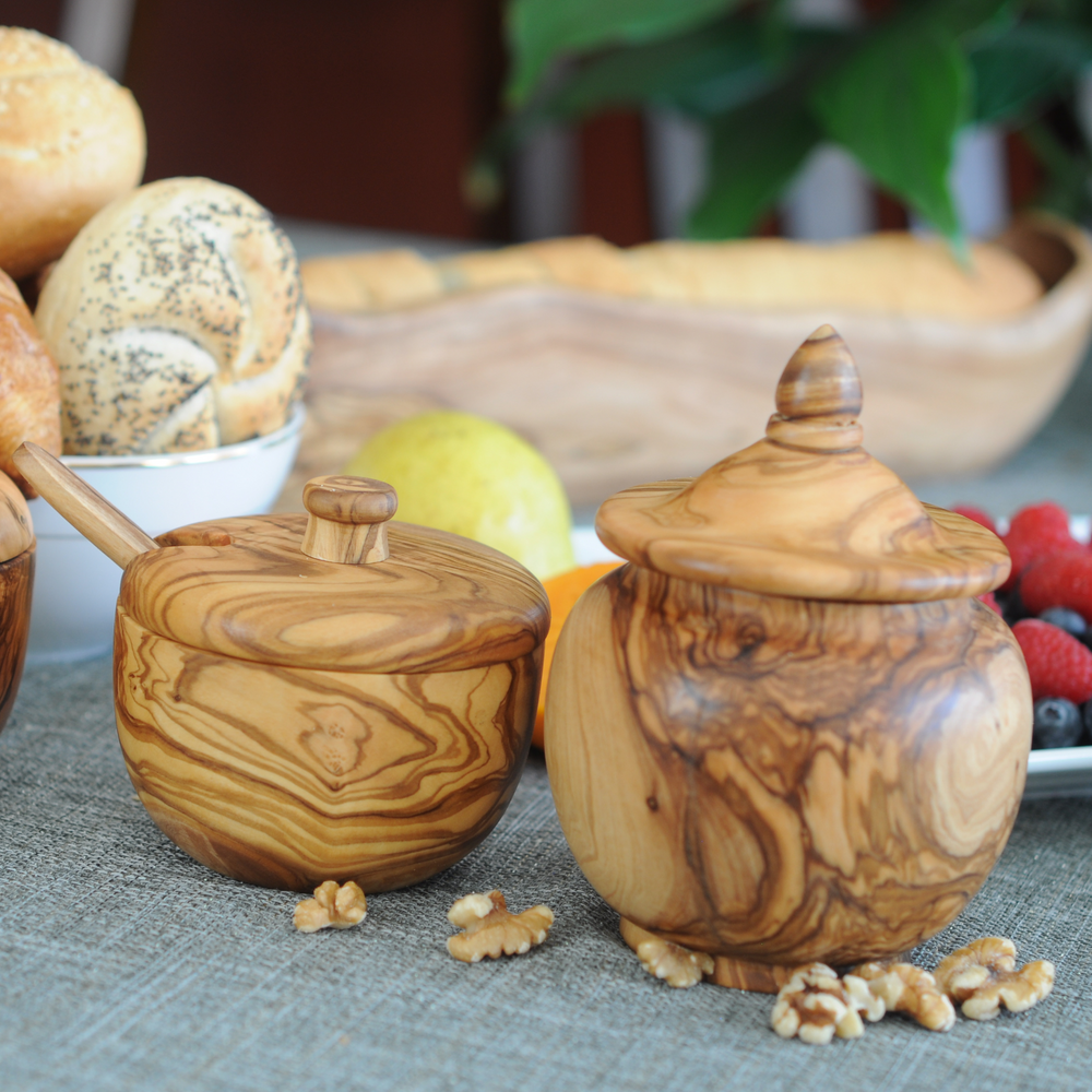 Boutique Olive Canister w/Wood Lid & Scoop