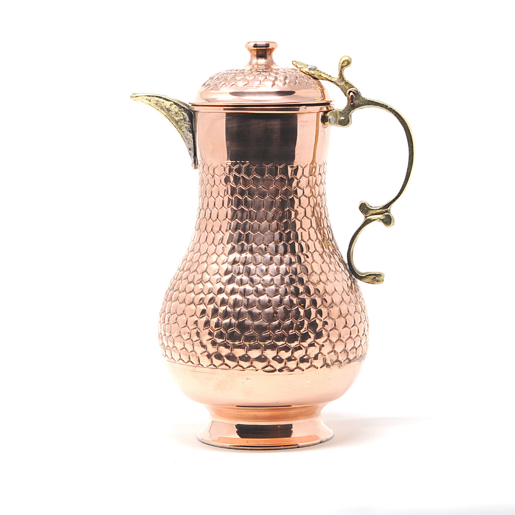 BeldiNest Handmade Turkish Double Boiler Copper Teapot, Size: 5.4 in