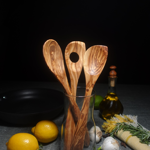 Wooden Spoon: Olive Wood Pointed Cooking Spoon at BeldiNest