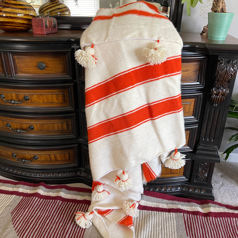 Red and best sale white striped blanket