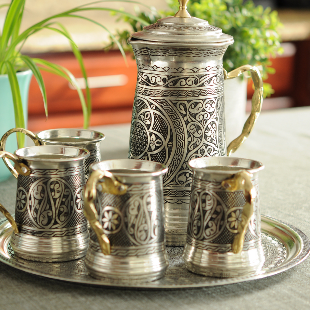 BeldiNest Handmade Turkish Double Boiler Copper Teapot, Size: 5.4 in