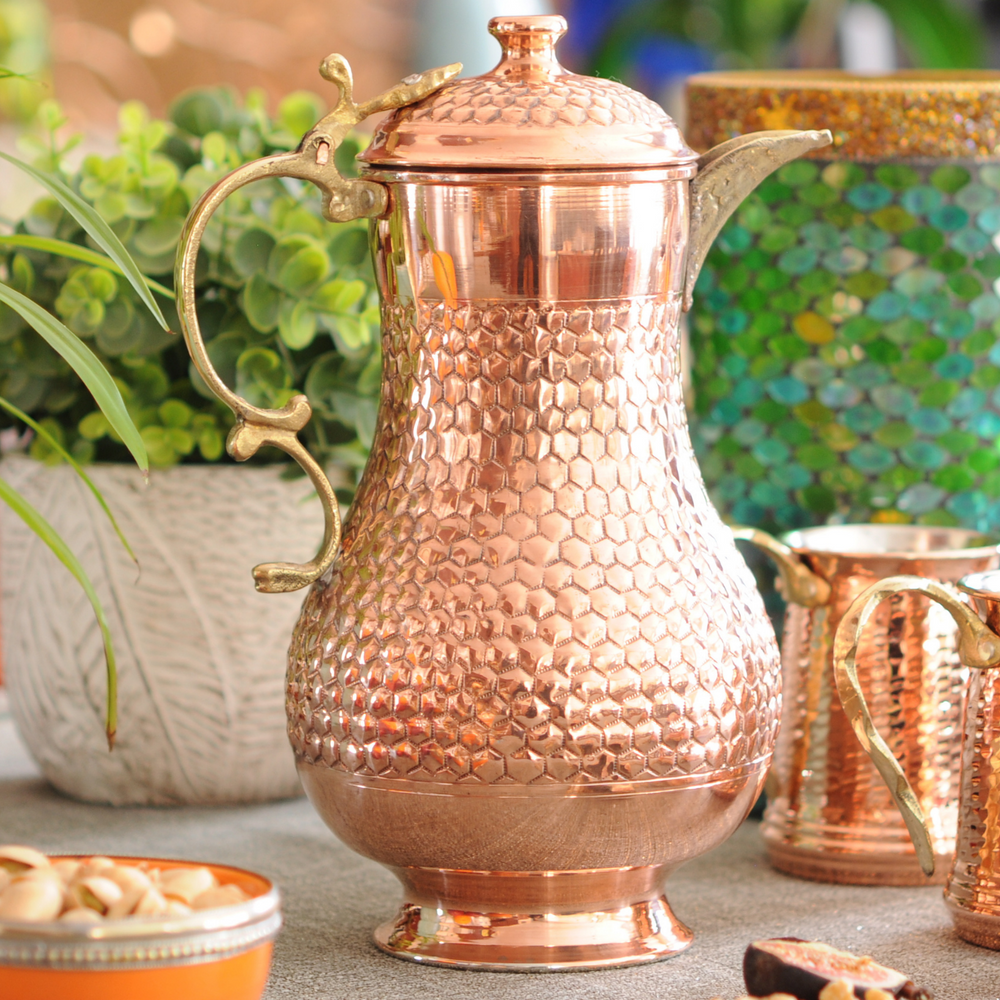 Hammered Pattern Glass Pitcher And Glass Cups High - Temu