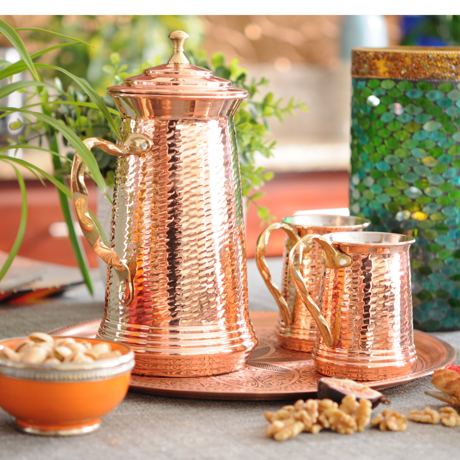 Hand Hammered Copper Pitcher Heavy gauge 1 mm thick - Capacity: 64