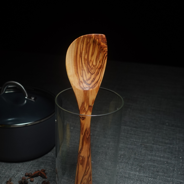 Wooden Spoon: Olive Wood Pointed Cooking Spoon at BeldiNest