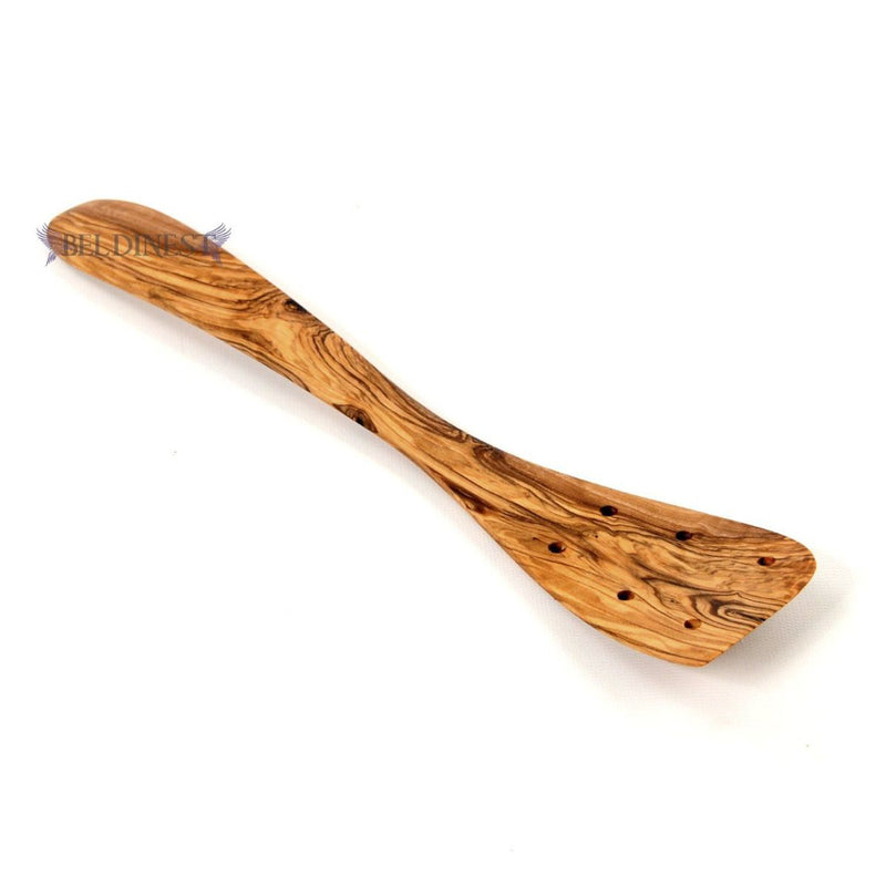 BeldiNest  Olive Wood 2 Pcs Wooden Spurtle Set Food Spatulas for Flipping, Stirring, Tossing, Mixing, Scraping, and Spreading 100% Olive Wood - L12.5"