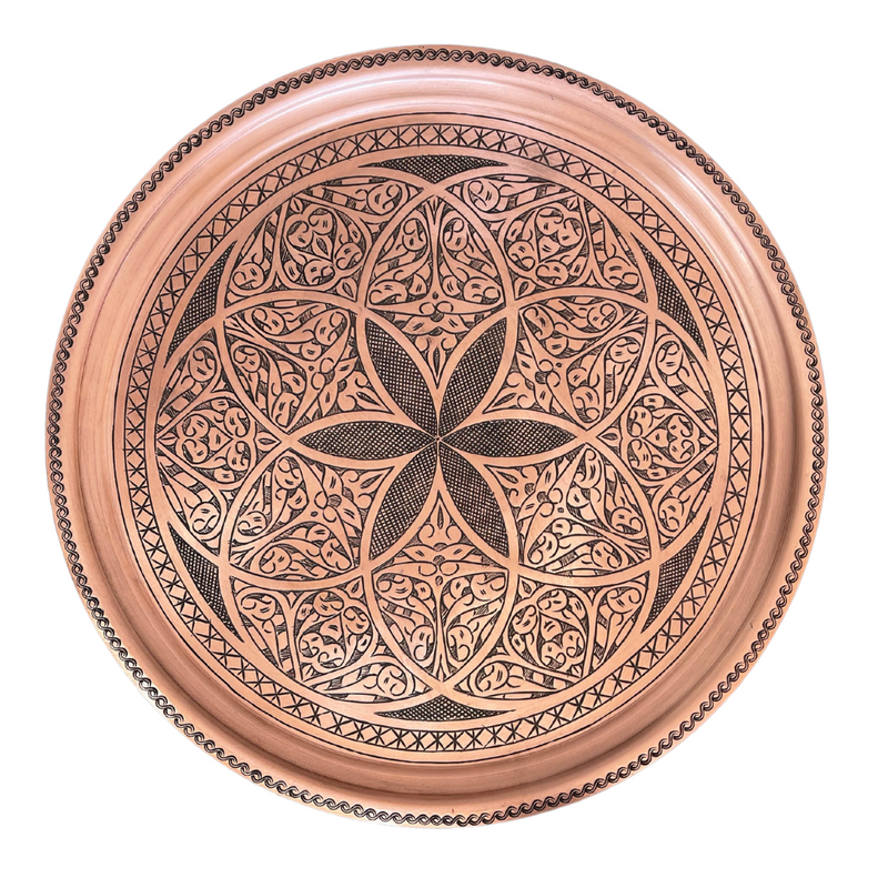 14" Hand Chiseled Copper Tray