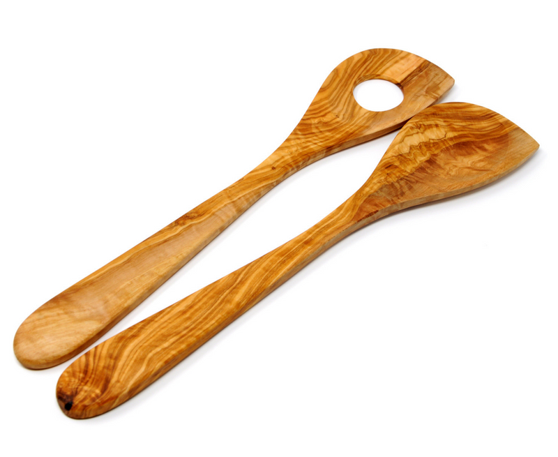 Set of 2 Wooden Spoons- Olive Wood Risotto Spoon and Cooking Spoon