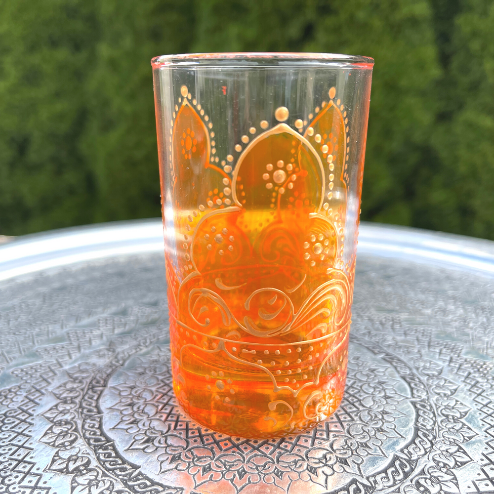 Moroccan hand painted tea glasses Eton Blue design – BeldiNest