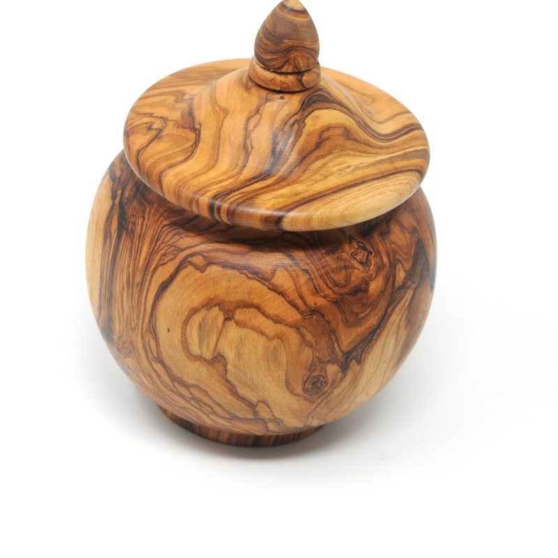 BeldiNest Olive Wood Salt or Spice Box with Swivel Cover , Cellar, Keeper, 4"x3"