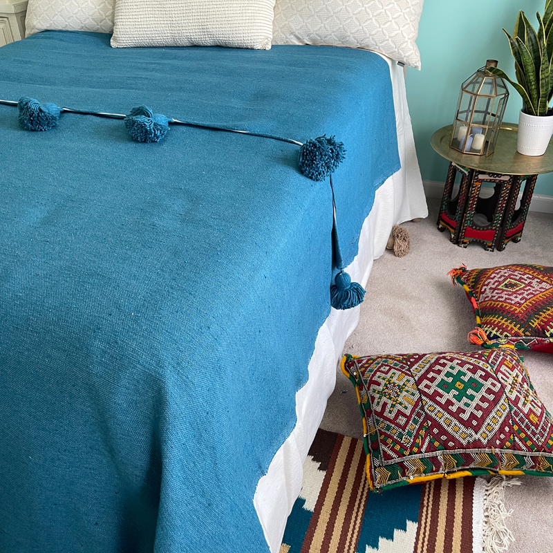 Moroccan pom discount pom blanket