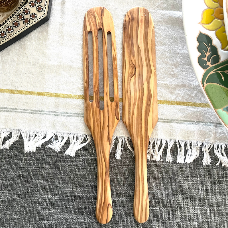 5 pcs Wooden Kitchen Utensils Set, Wooden Spoons Natural Spurtle