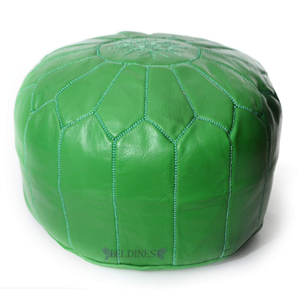 Premium Moroccan store Leather Pouf Green