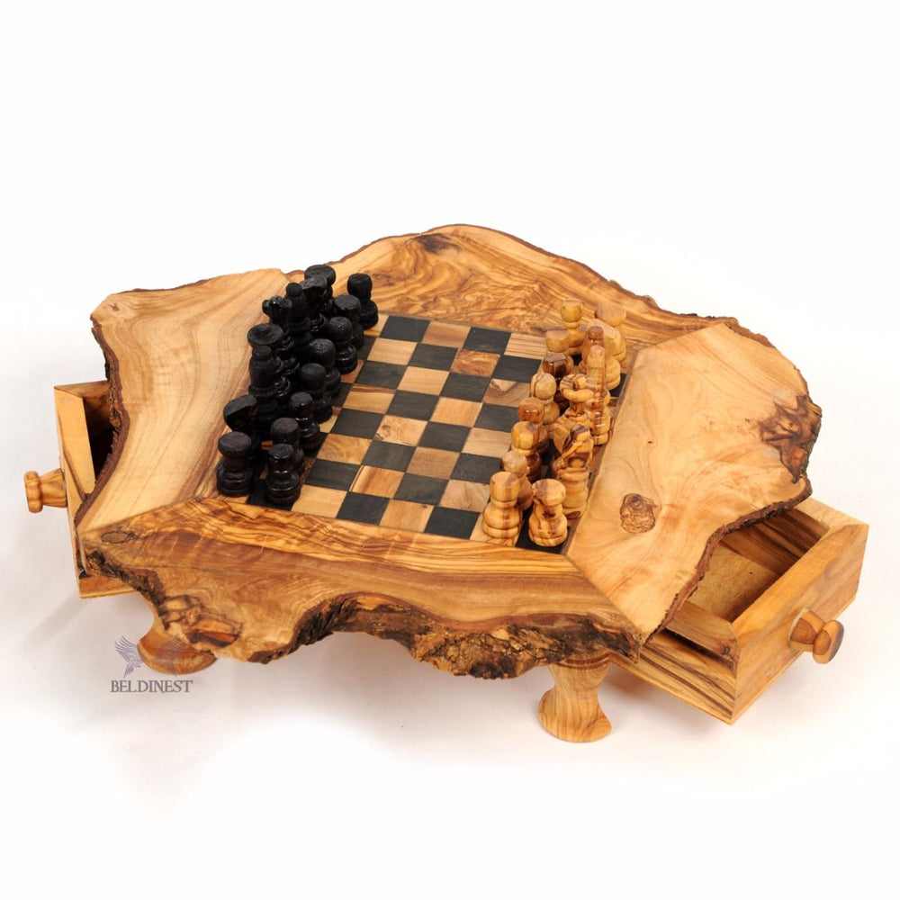 Olive Wood Chess Set- Small Sized Chess Board at BeldiNest