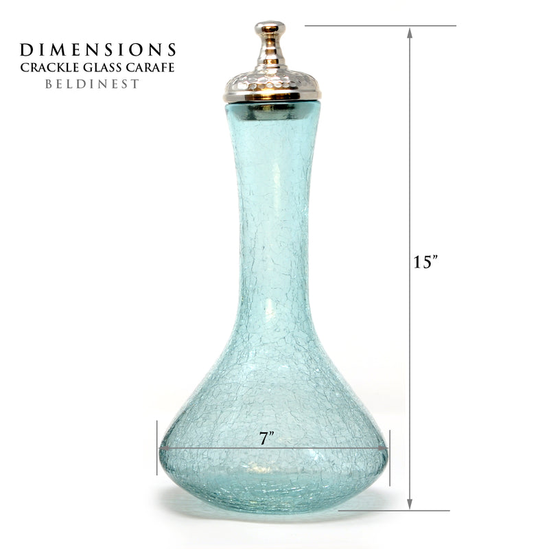 Carafe Hand Blown Crackle Glass Decanter