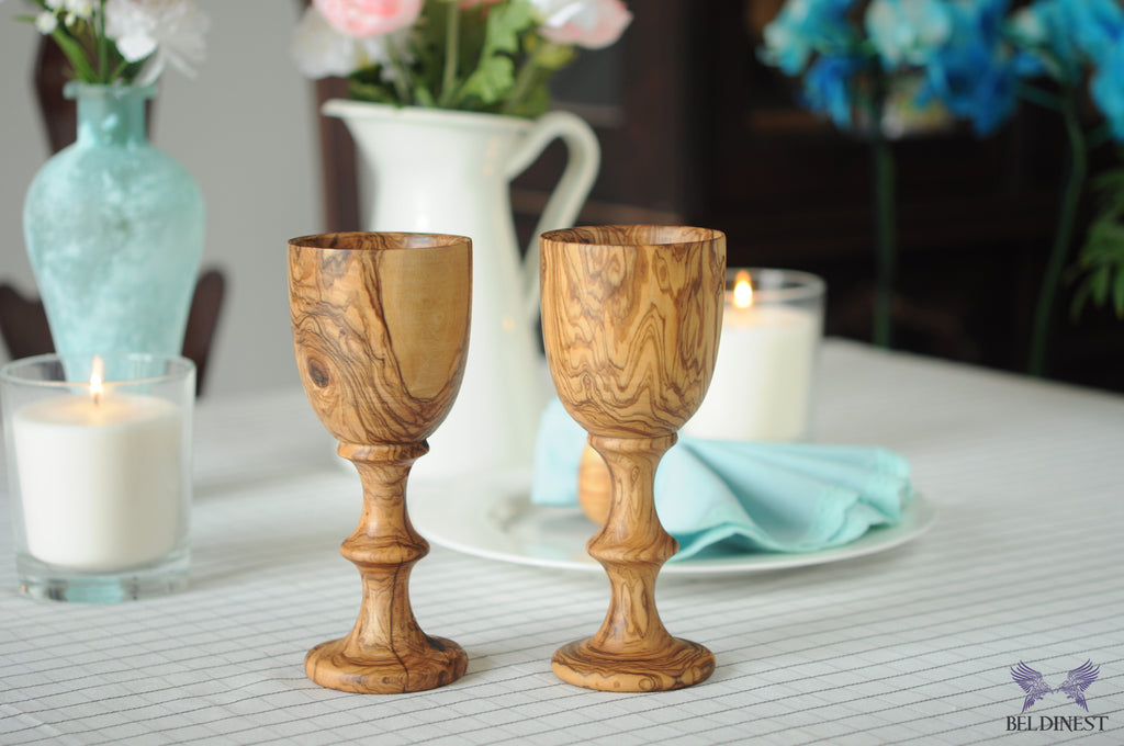 Olive Wood Wedding Goblets - Set of 2